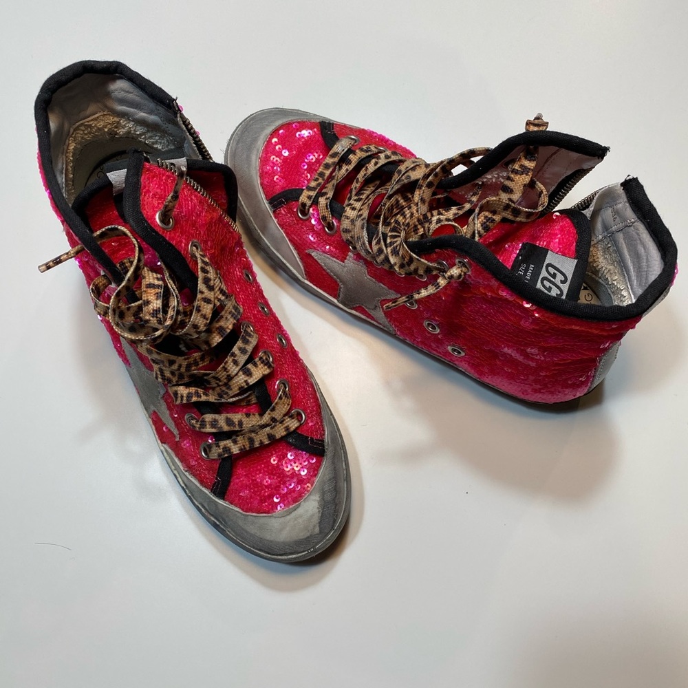 Golden Goose Pink and Silver Sneakers